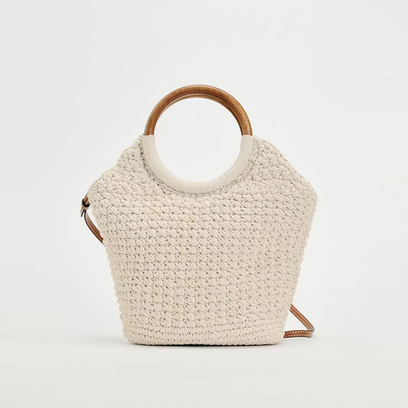 Handcrafted tote bag with round wooden handle Bowlift