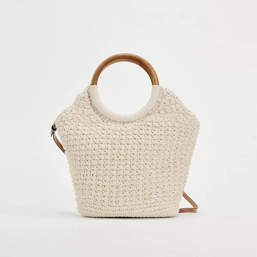 Handcrafted tote bag with round wooden handle Bowlift