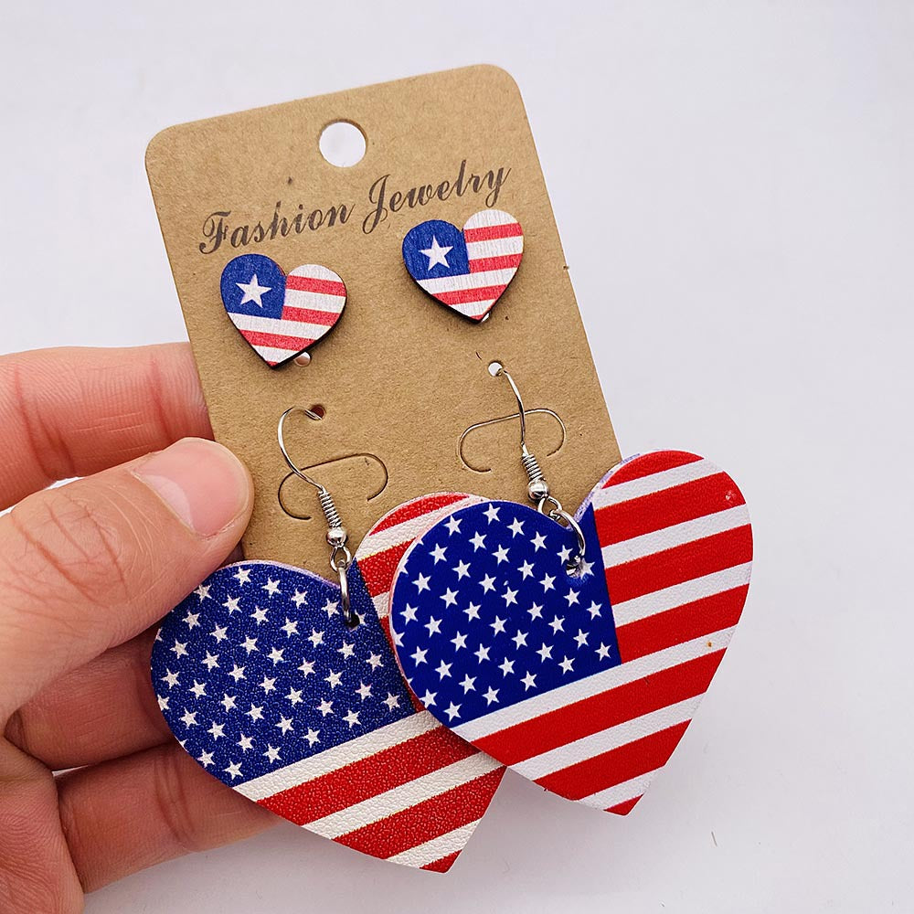 Women's nan lightweight drop earrings made of faux leather with star pattern and matching round ear studs Bowlift