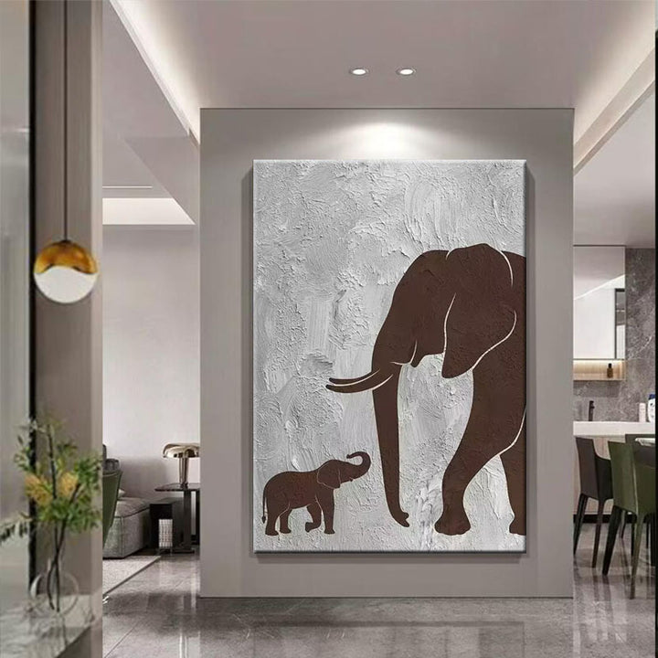 Elephant-Themed Textured Wall Art