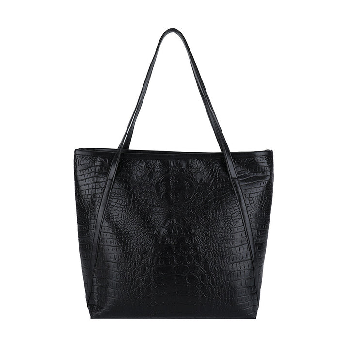 Crocodile-Embossed Leather Tote Bag Bowlift