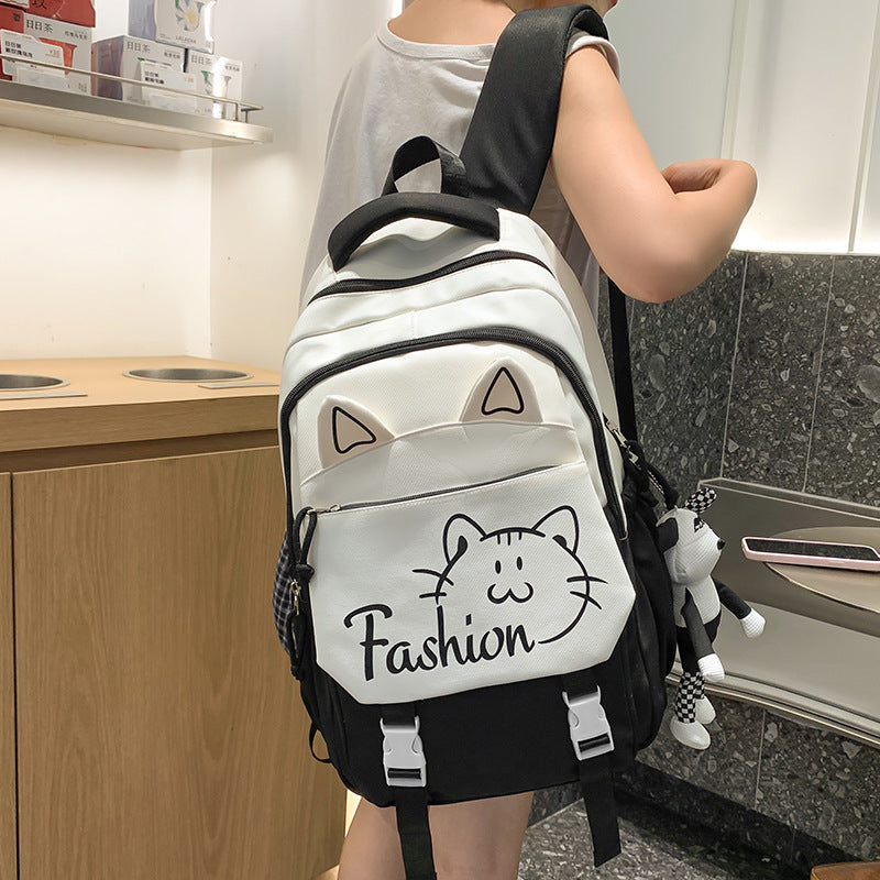 Backpack with Cute Cat Ears and Practical Compartments Bowlift