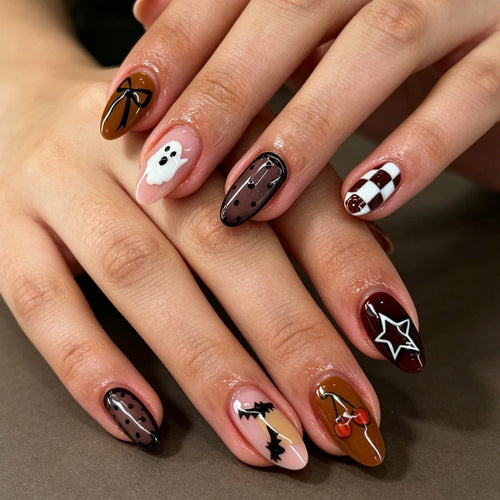 Creative Halloween Themed Press-On Nail Tips Bowlift