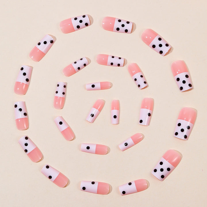 Decorative Polka Dot French Tip Nail Extensions Bowlift