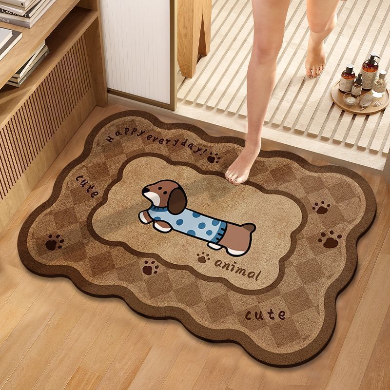 Cute Cartoon Dog-Themed Plush Bath Mat