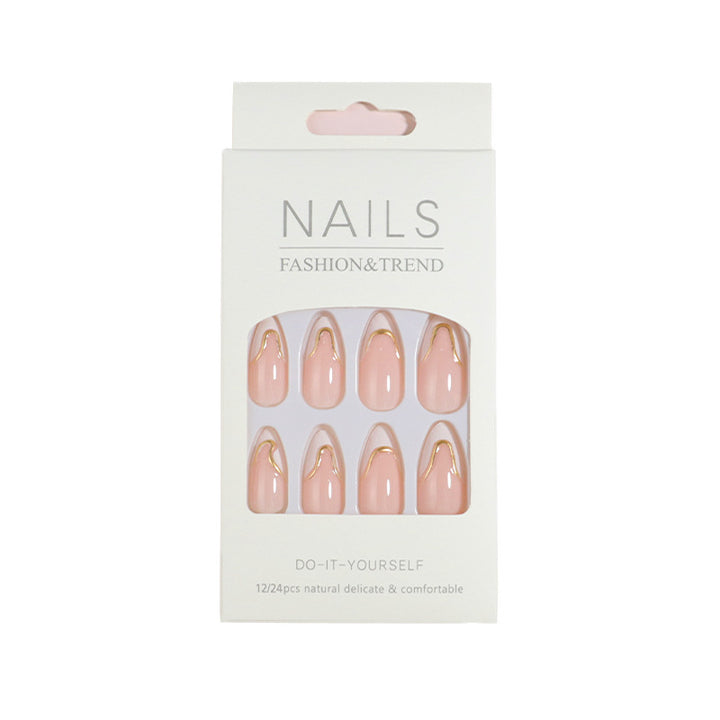DIY Press-On Nail Set with Elegant Gold Accents Bowlift
