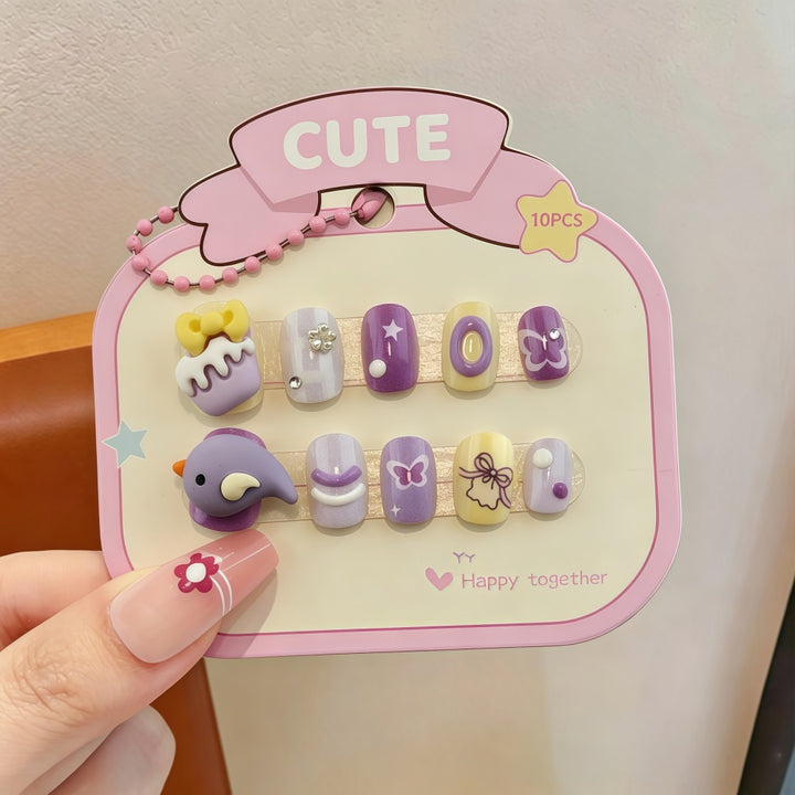 Playful artificial nail set with colorful designs Bowlift