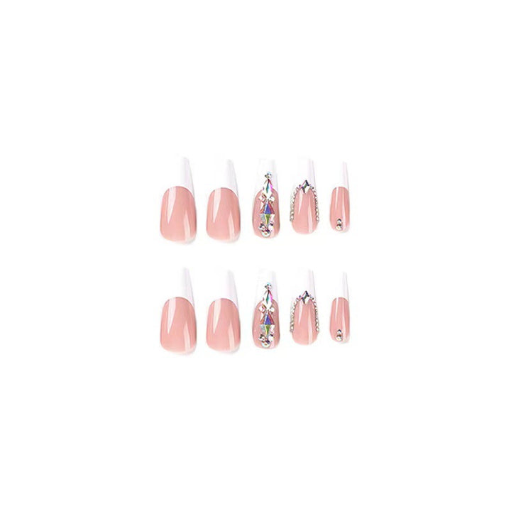 Acrylic nail set with elegant rhinestone decorations Bowlift