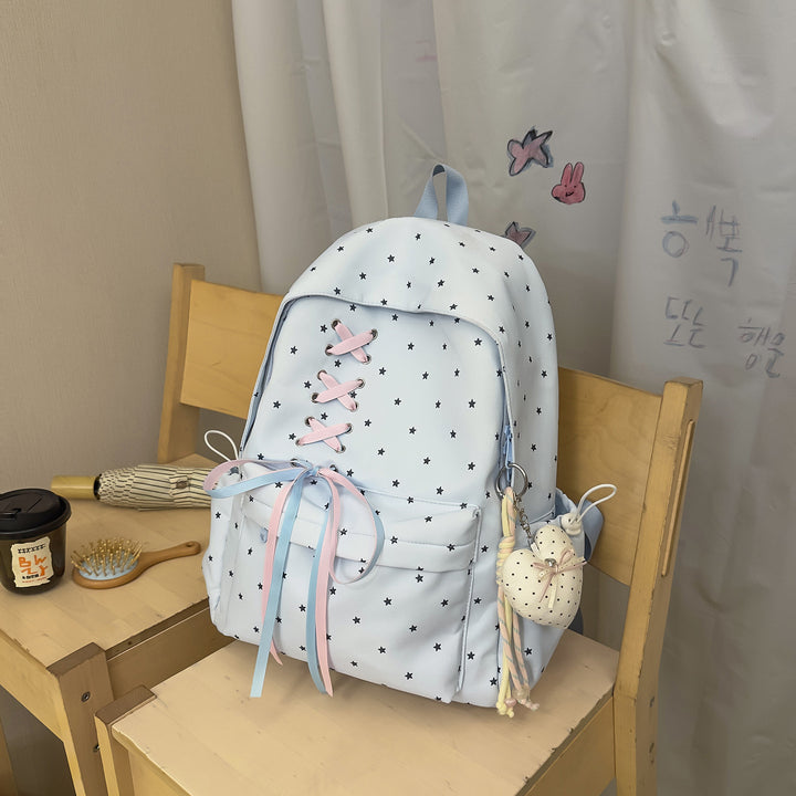 Cute Lace-Up Star Print Backpack