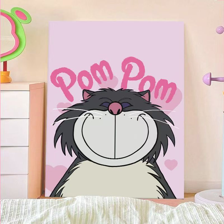 Playful Cartoon Cat Wall Art Bowlift