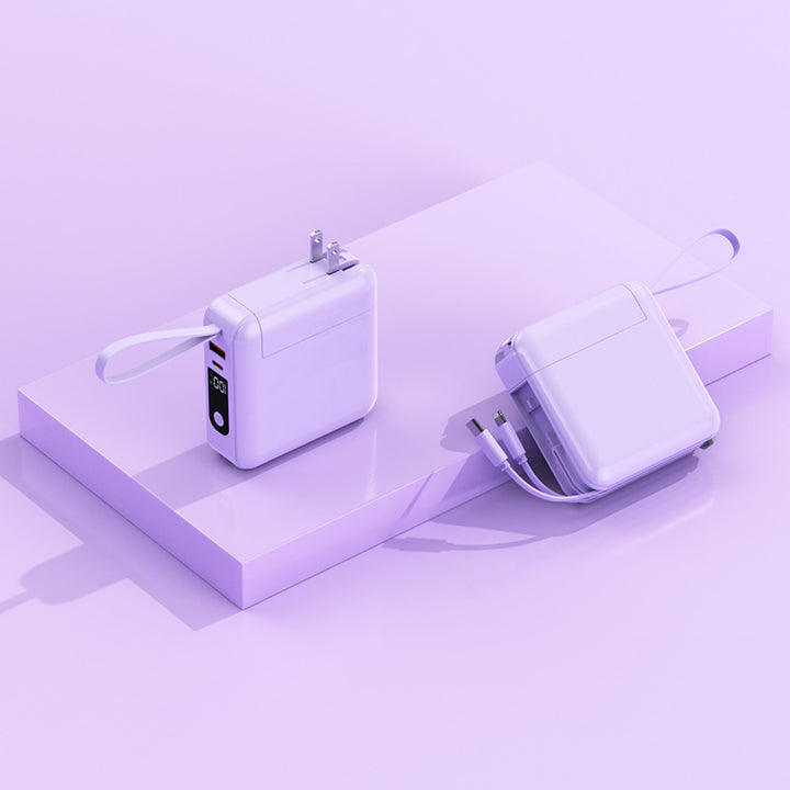 Compact wall charger adapter with integrated cable management function Bowlift