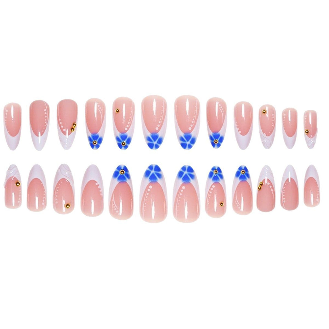Sculpted French Tip Press-On Nail Extensions with Gem Accents Bowlift