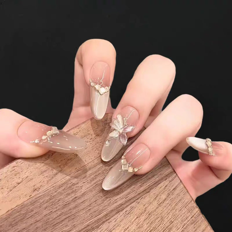 Decorative Long Stiletto Press-On Nails with Floral Designs Bowlift