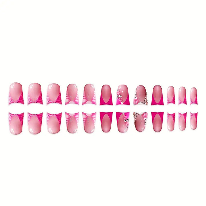 Glamorous Nail Art Set with Floral and Rhinestone Accents Bowlift