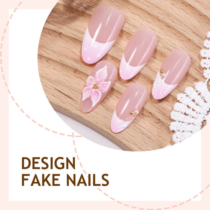 Creative Nail Art Set with Delicate Flower and Glitter Details Bowlift