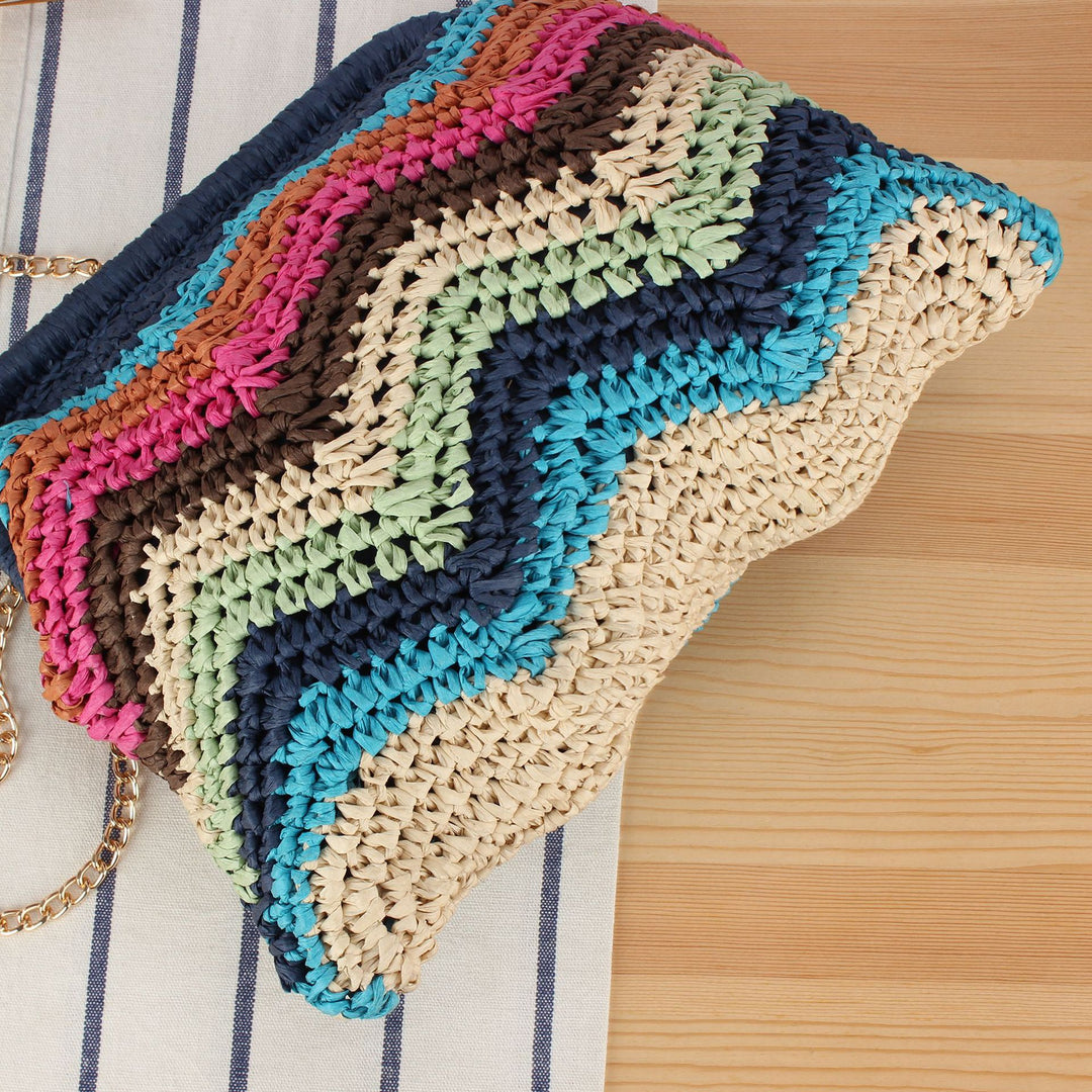 Handcrafted shoulder bag with cheerful wave pattern Bowlift