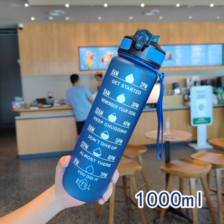 Ladies motivating water bottle with time markings Bowlift