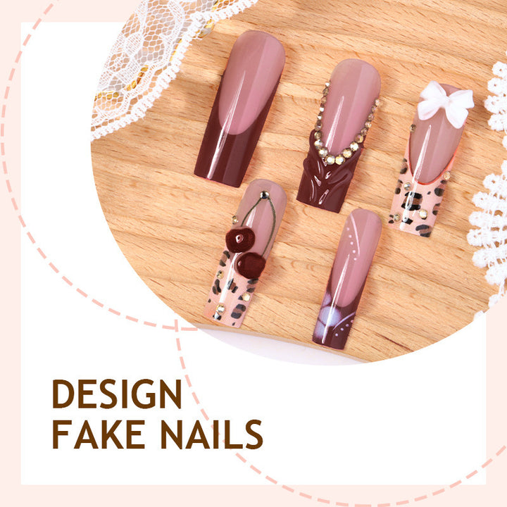 Artificial nail set with elegant flower and glitter effects Bowlift