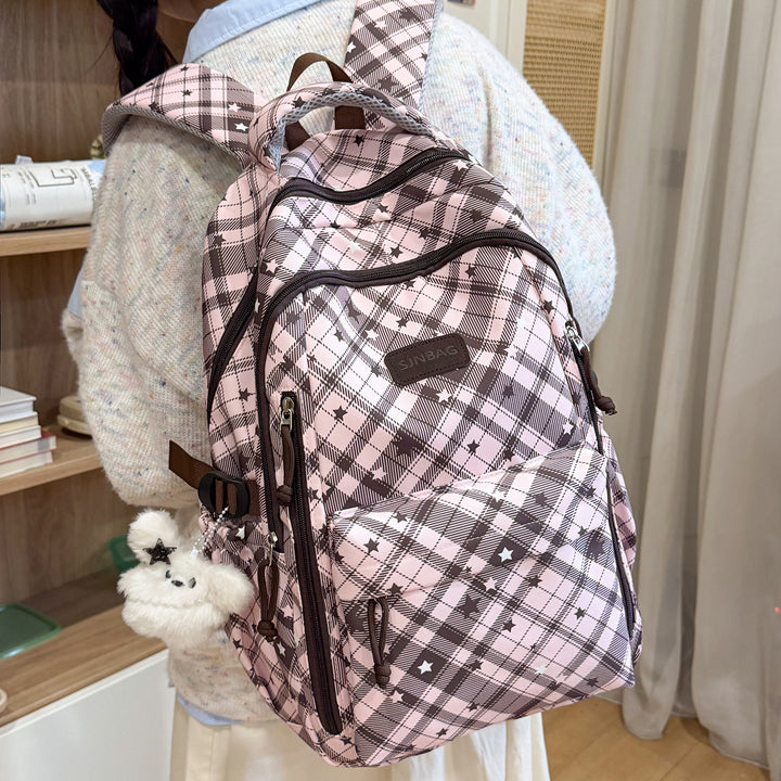 Plaid Patterned Backpack Bowlift