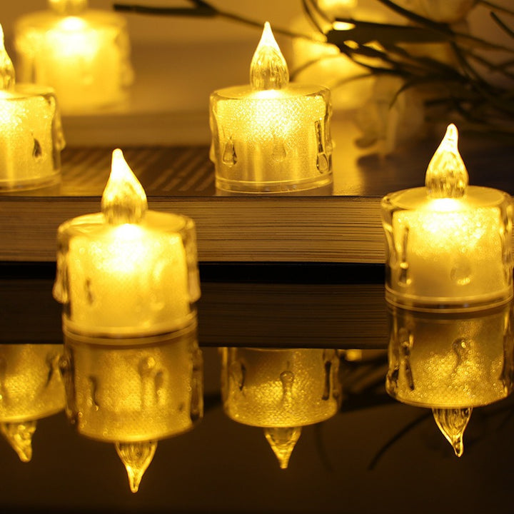 Decorative Flameless LED Tealight Candle Set with Realistic Dripping-Wax Glass Holders Bowlift