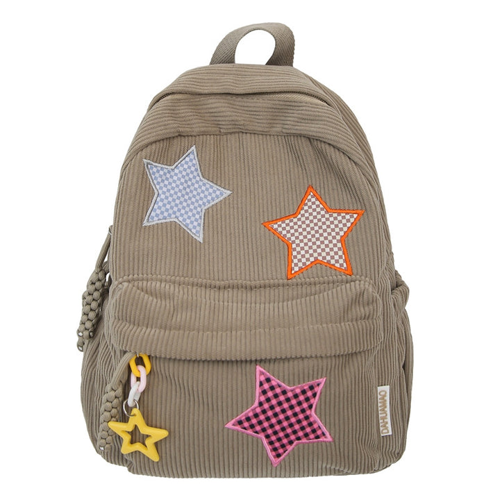 Corduroy Star-Embellished Backpack
