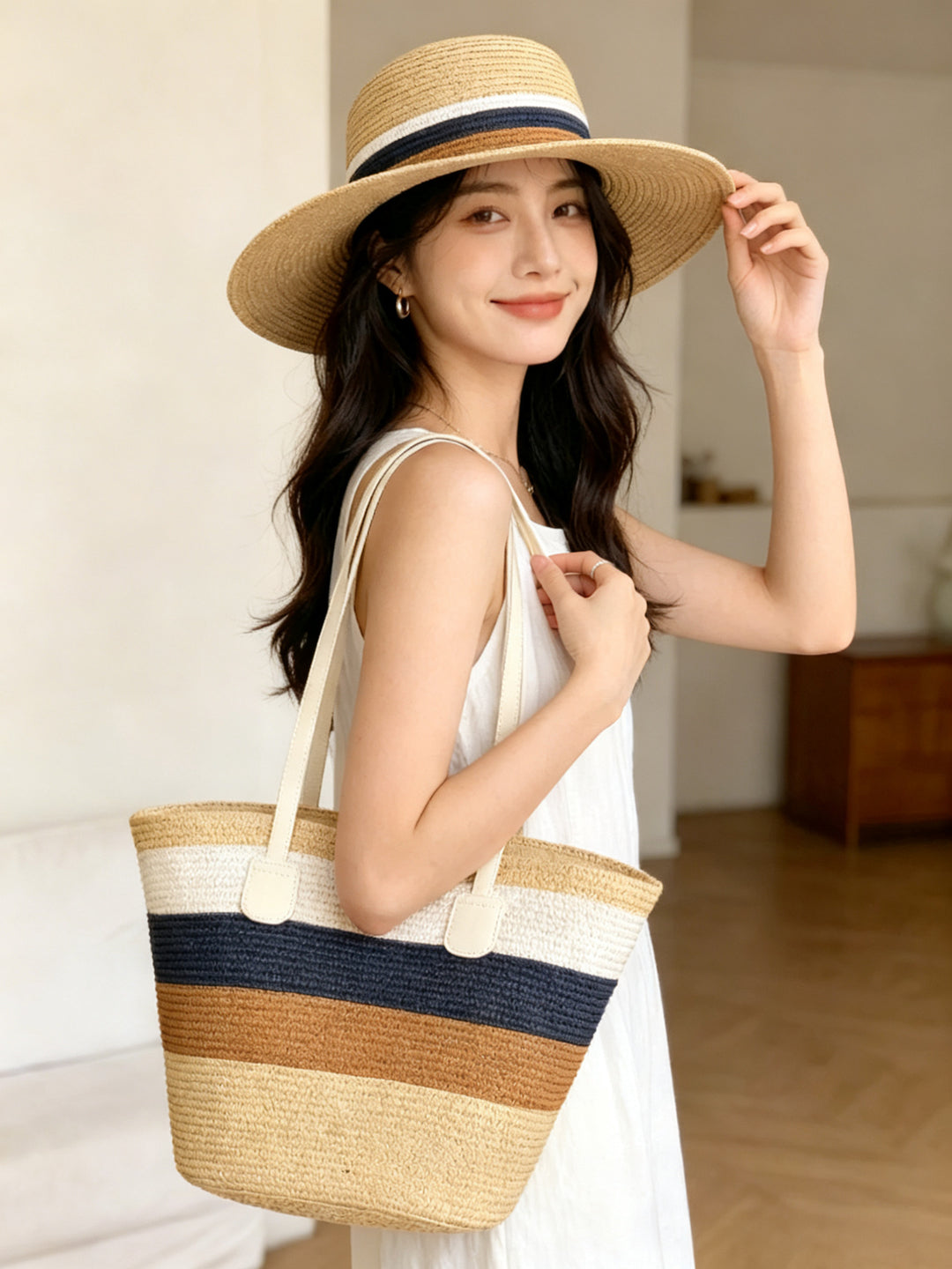 Beach bag with colorful stripes Bowlift