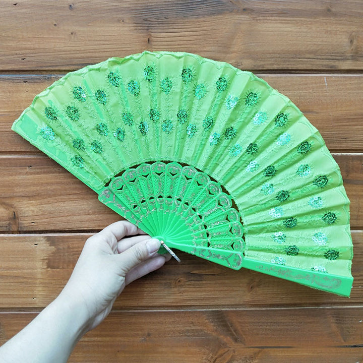 Ladies handcrafted fan with exquisite embroidery Bowlift