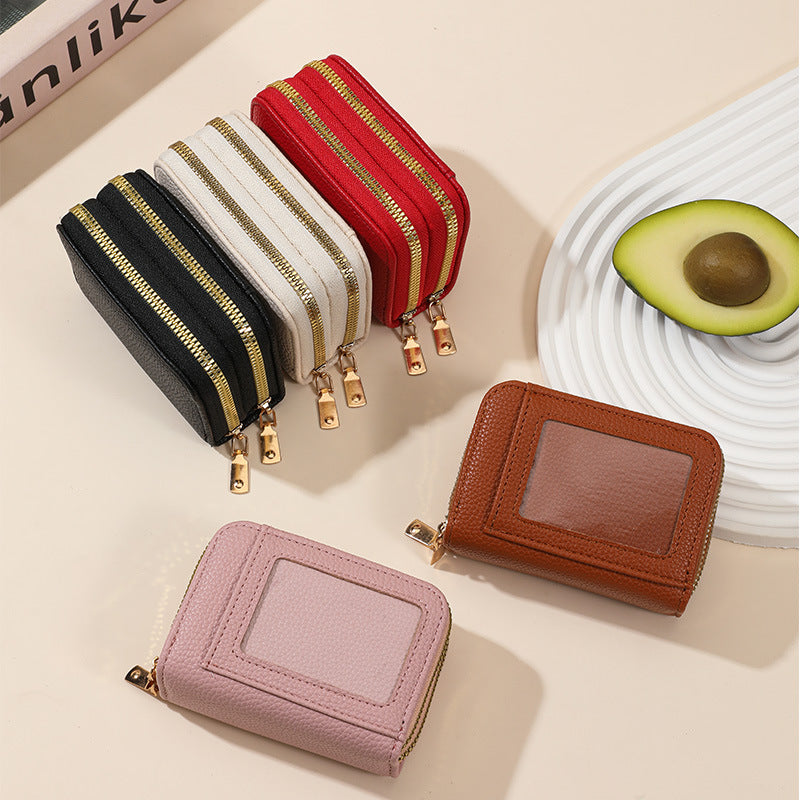 Leather Slim Zippered Coin Wallet Bowlift