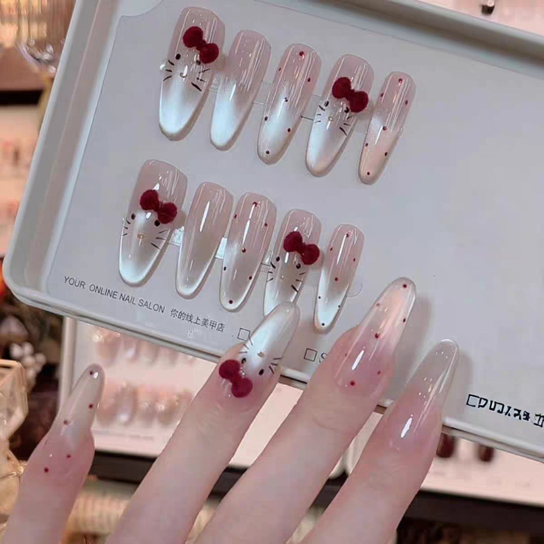 Decorative Character-Themed Press-On Nails with 3D Elements Bowlift