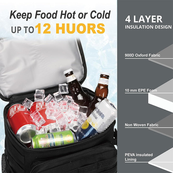 Multifunctional Insulated Backpack with Beverage Compartment Bowlift