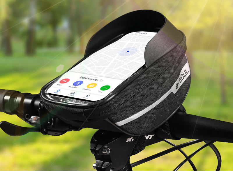 touchscreen handlebar phone bag with waterproof shell and reflective strip Bowlift