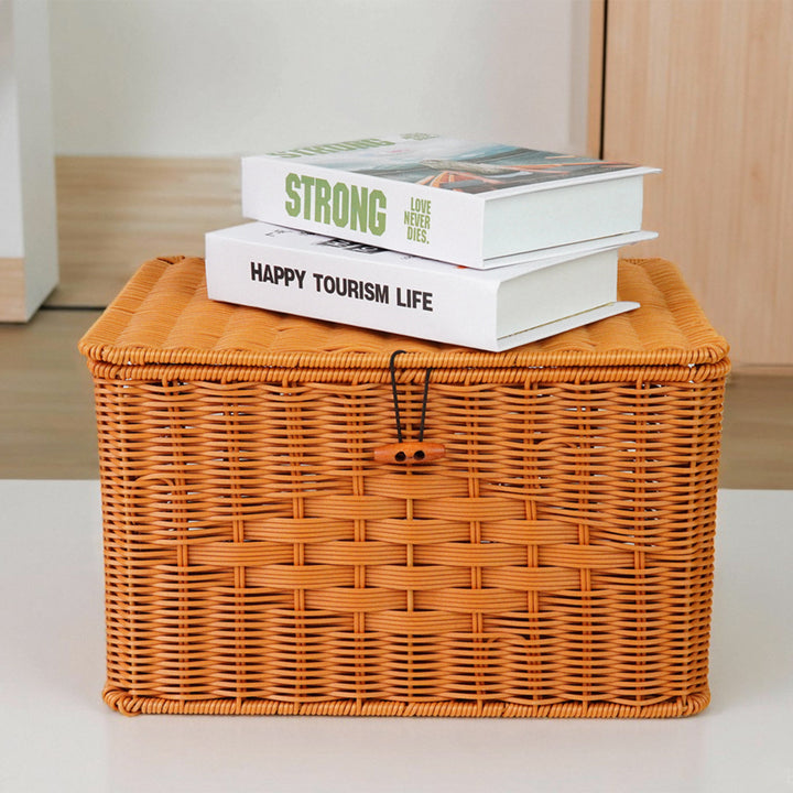 Ladies Handcrafted Storage Basket with Lid and Handle Bowlift
