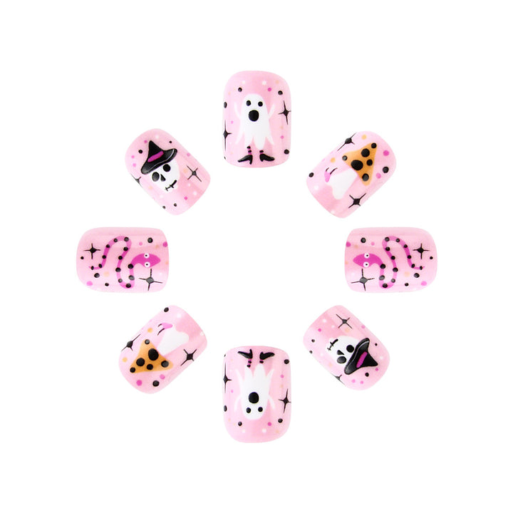 Festive Ghost and Pumpkin Press-On Nail Art Bowlift