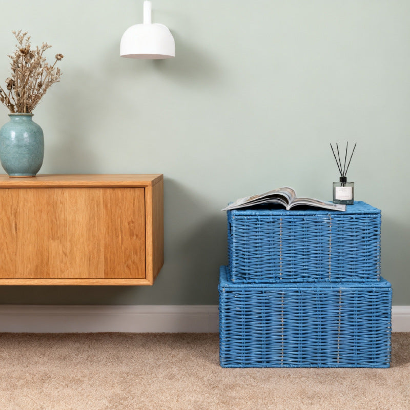 Women's storage basket made of woven material with integrated lids Bowlift