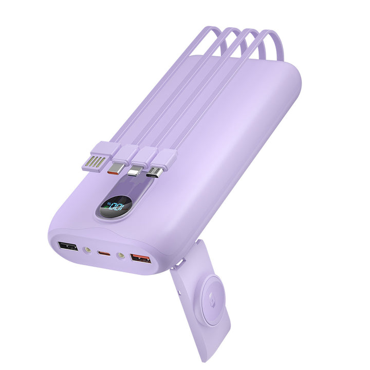 Portable power bank with integrated charging cables and LCD screen Bowlift