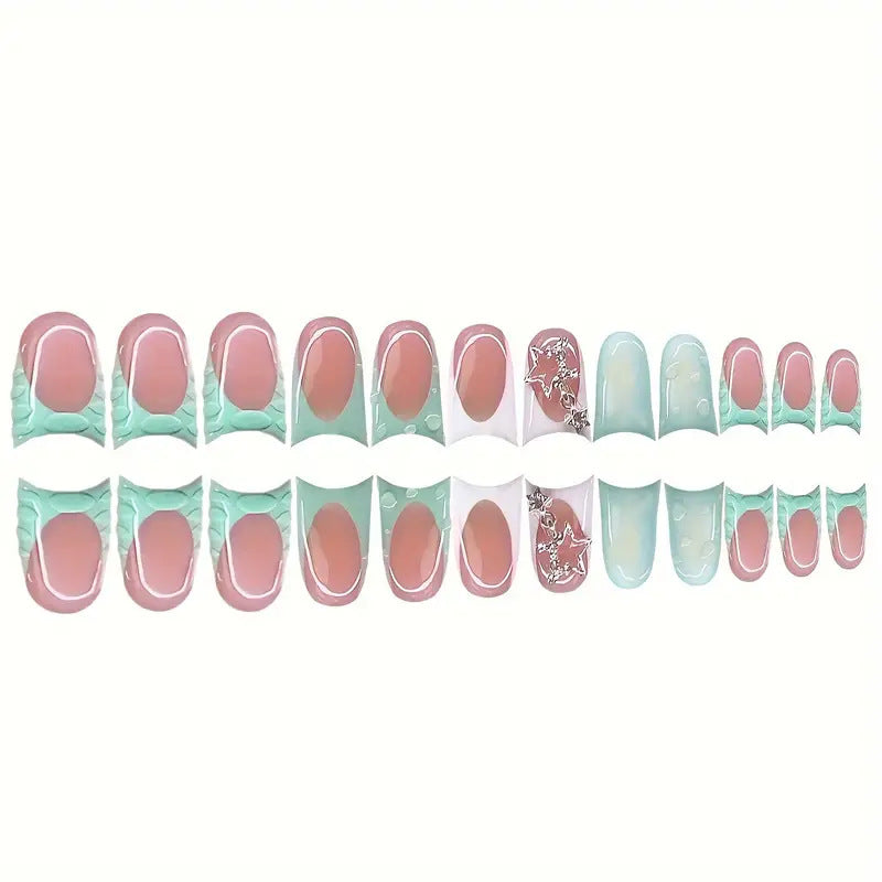 Artistic Press-On Nail Set with Unique Designs Bowlift