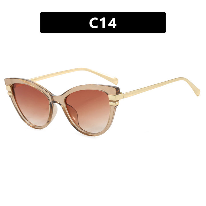 Ladies Cat-Eye Sunglasses with Elegant Metal Accents Bowlift