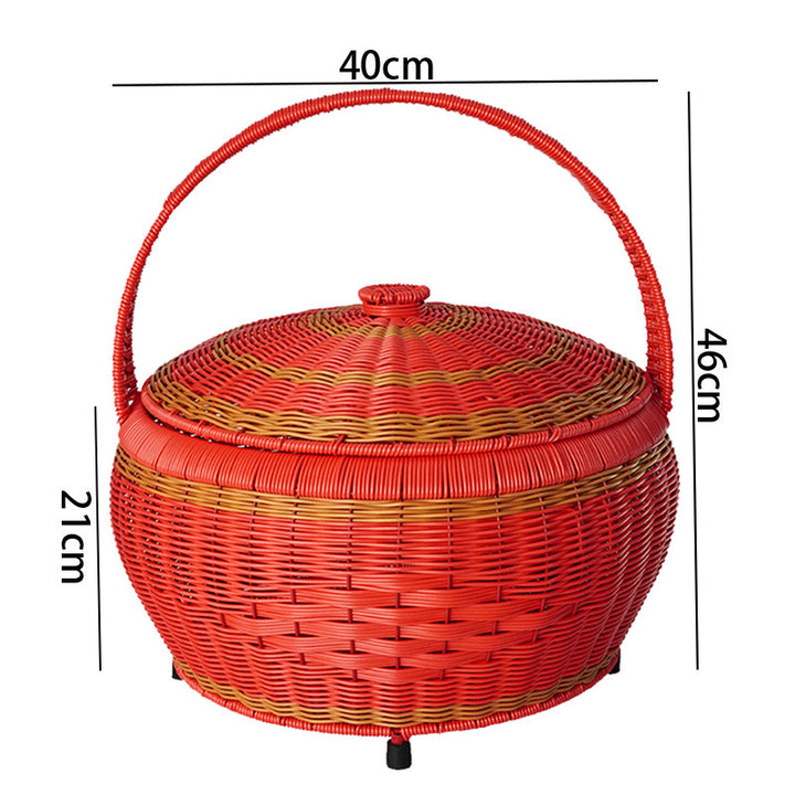 Women Rattan Storage Basket with Lid Bowlift
