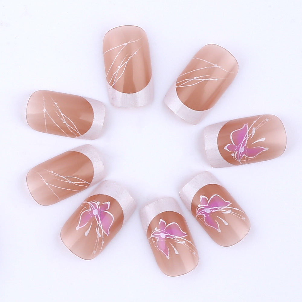 Floral Accent Press-On Nail Art Bowlift
