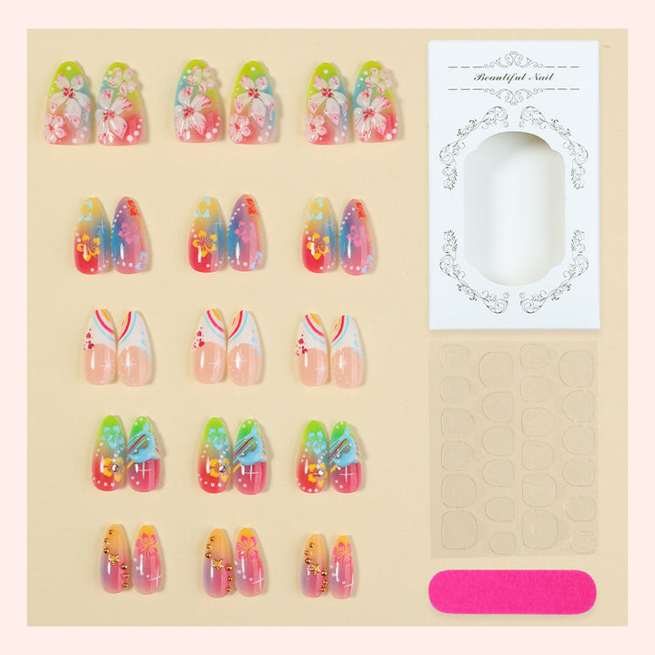 Artistic Floral Press-On Nail Art Set Bowlift