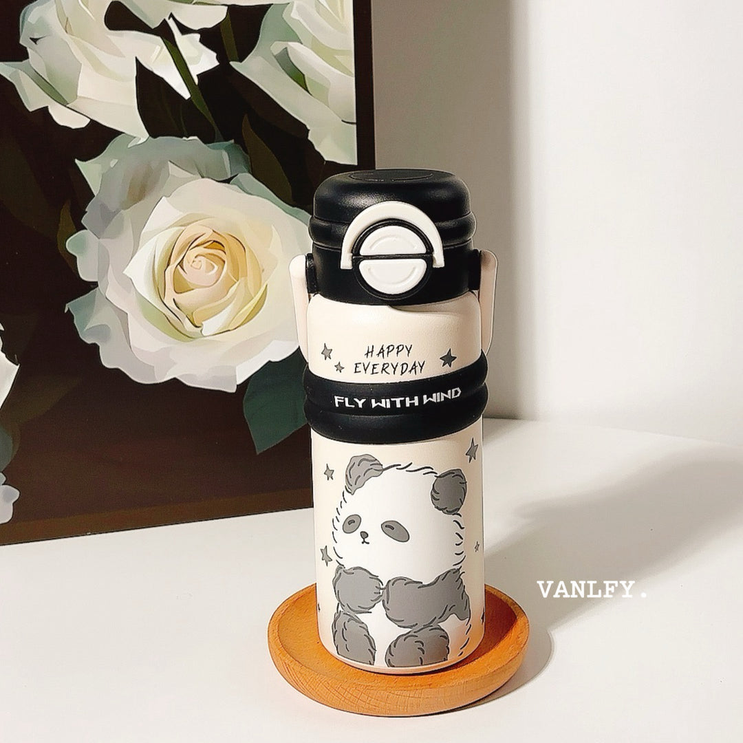 Women’s Insulated Water Bottle with Convenient Flip Cap and Cute Animal Design Bowlift