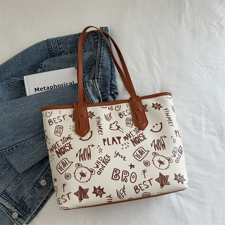 Playful Graphic Print Tote Bag