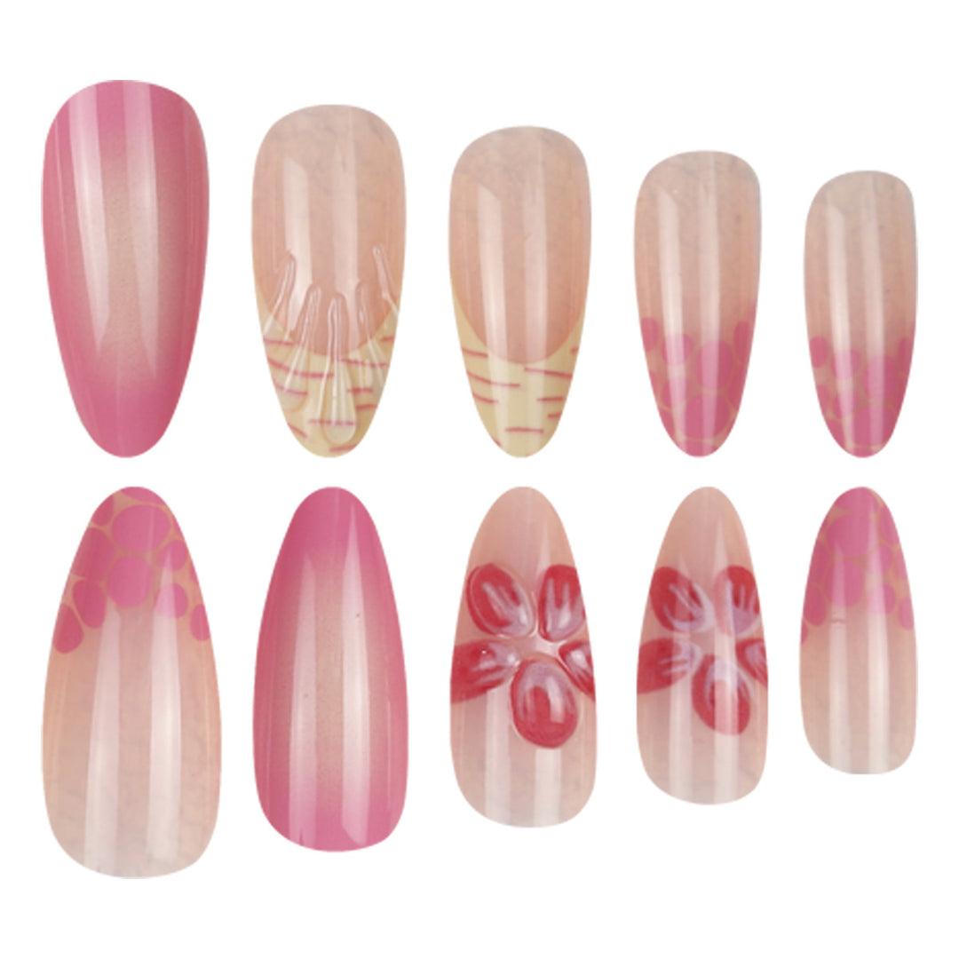 Floral-Themed Stiletto Press-On Nails Bowlift
