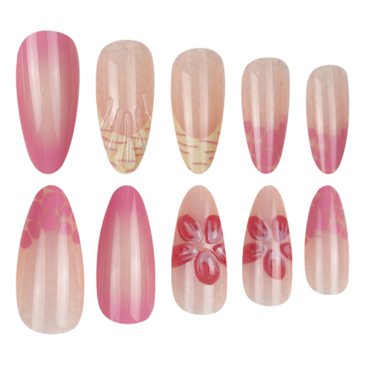 Floral-Themed Stiletto Press-On Nails Bowlift