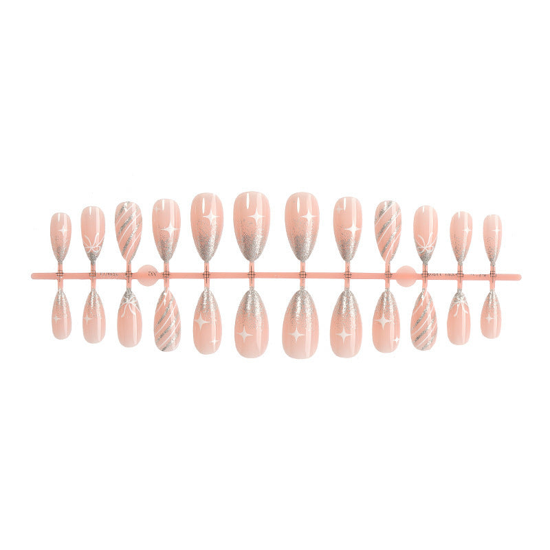 Elegant artificial nail set with glitter accents Bowlift