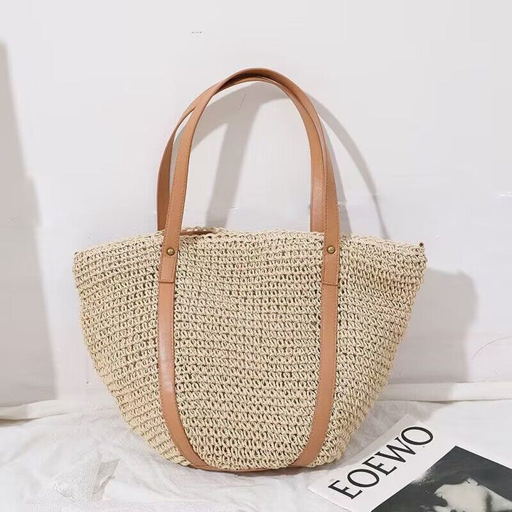 Large Braided Tote Bag with Adjustable Straps Bowlift