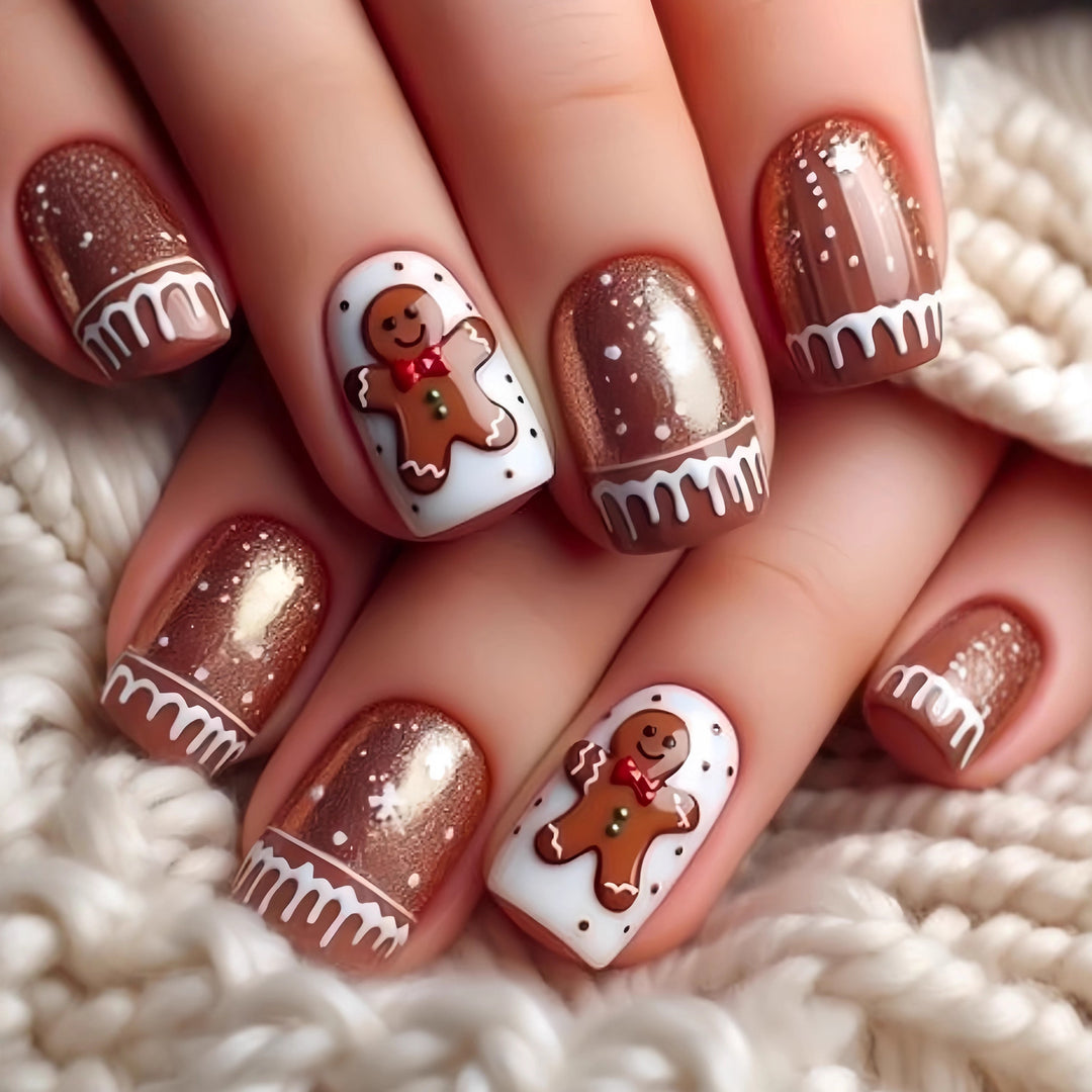 Decorative Glittery Star-Accented Press-On Nail Set Bowlift