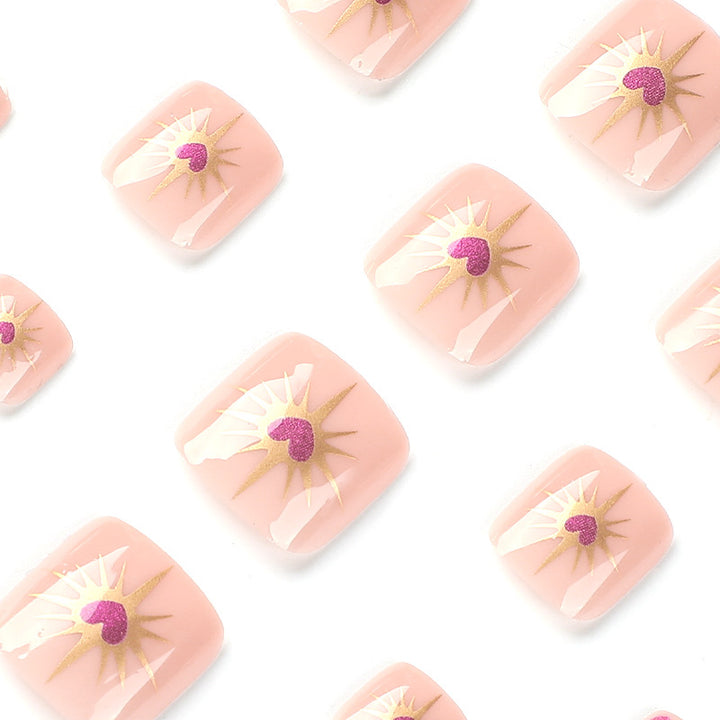 Artistic toenail art with heart and flower design Bowlift