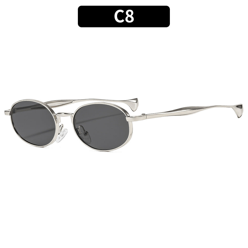 Chic Gold-Toned Oval Sunglasses