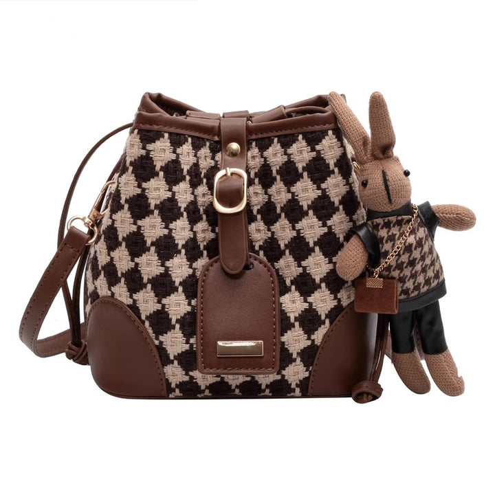 Stylish Checkered Bucket Bag Bowlift